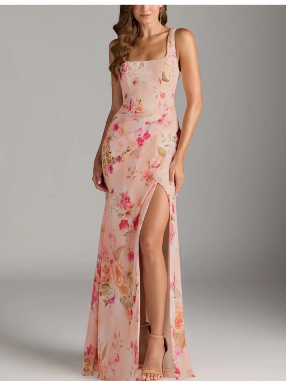 Azazie Mero Floral Maxi Dress Abstract Bouquet NWT 12